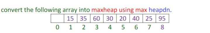 Solved convert the following array into maxheap using max | Chegg.com