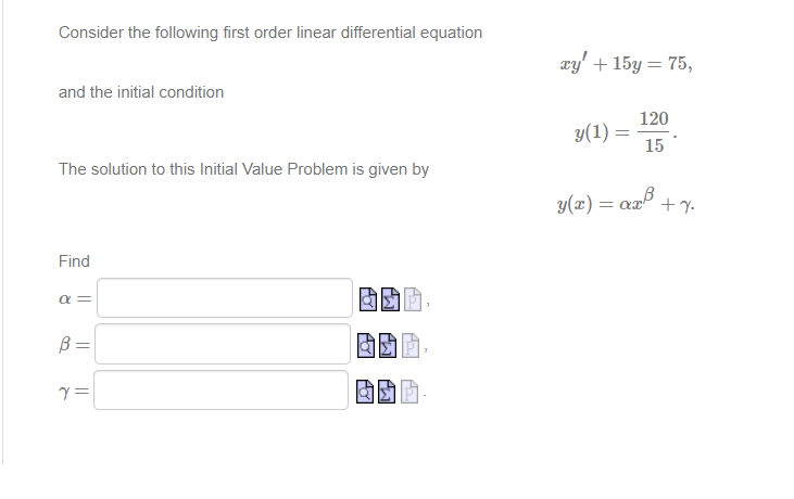 Solved Consider The Following First Order Linear | Chegg.com