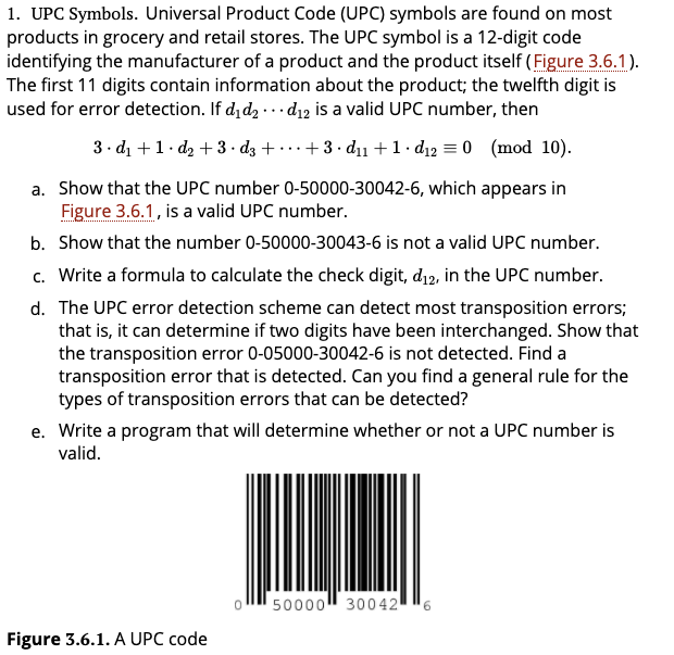 Solved 1. UPC Symbols. Universal Product Code (UPC) symbols | Chegg.com