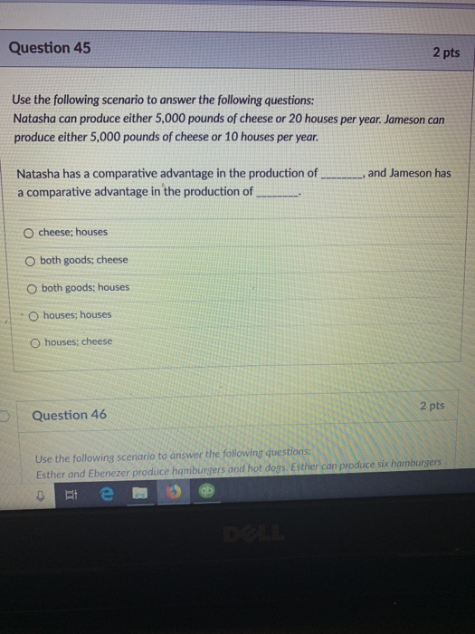 Solved Question 45 2 pts Use the following scenario to | Chegg.com