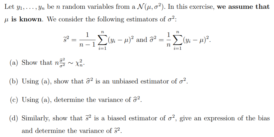 Solved Let Y1 Yn Be N Random Variables From A N U Chegg Com