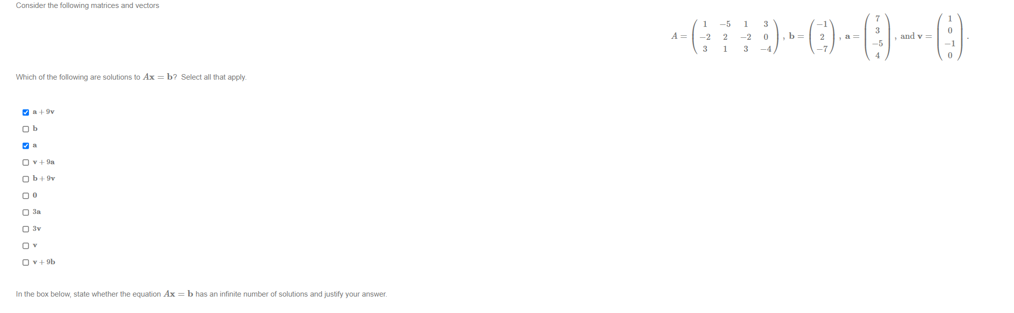 Solved Consider the following matrices and vectors 0 | Chegg.com