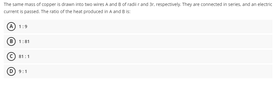 Solved The same mass of copper is drawn into two wires A and | Chegg.com