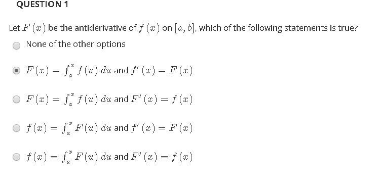 Solved QUESTION 1 Let F(X) Be The Antiderivative Off (*) On | Chegg.com