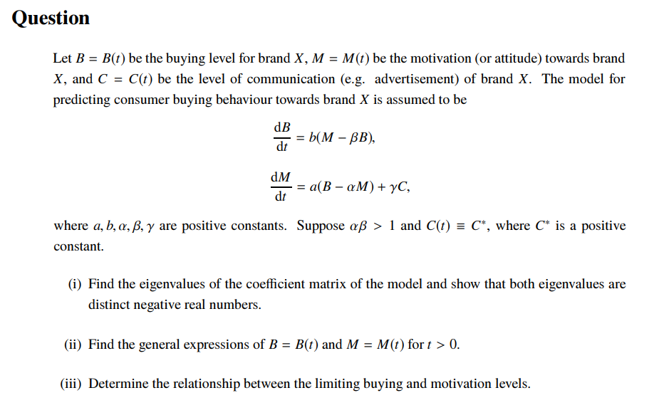 Solved Question Let B B T Be The Buying Level For Bran Chegg Com