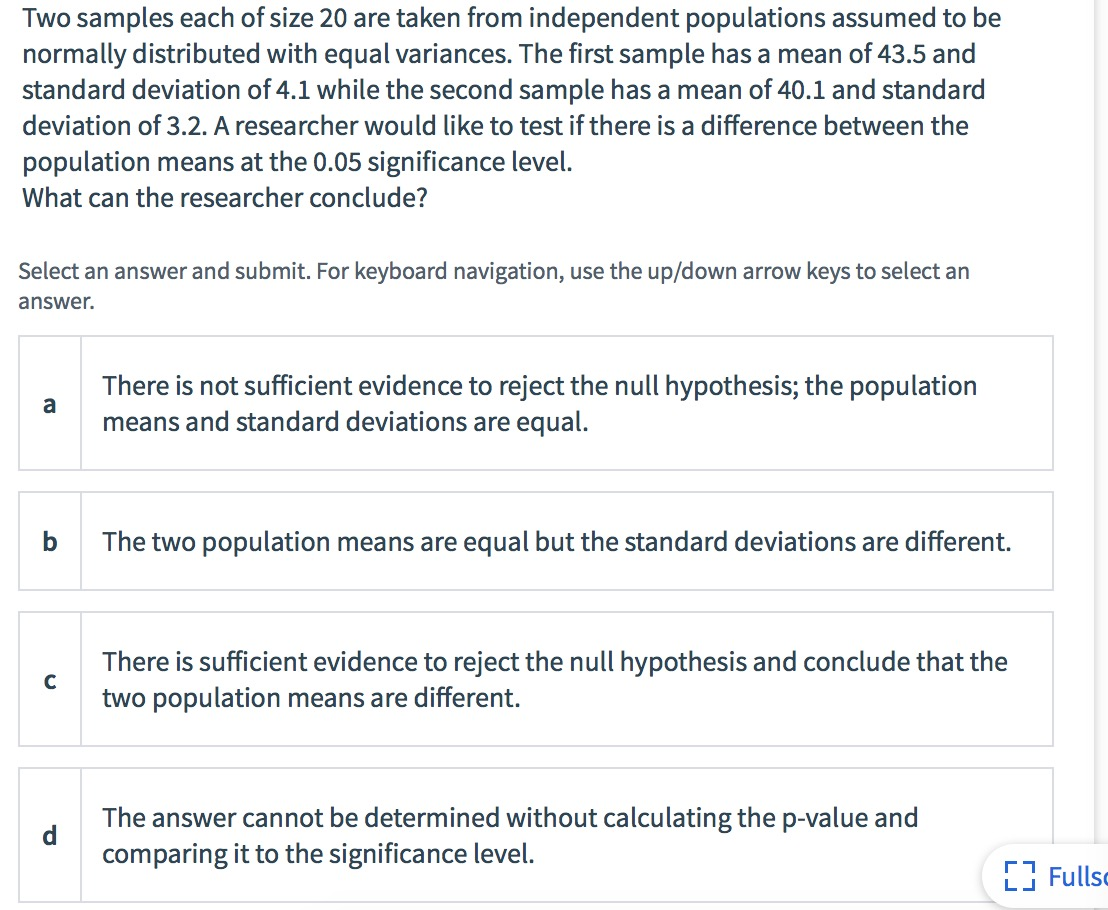 Solved Two samples each of size 20 are taken from | Chegg.com