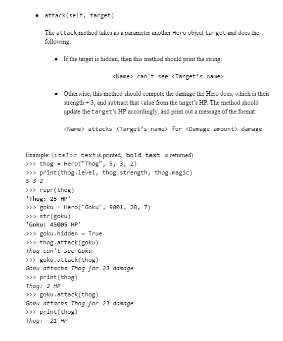 Solved Problem A. (8 points) Hero Class We'll start by | Chegg.com