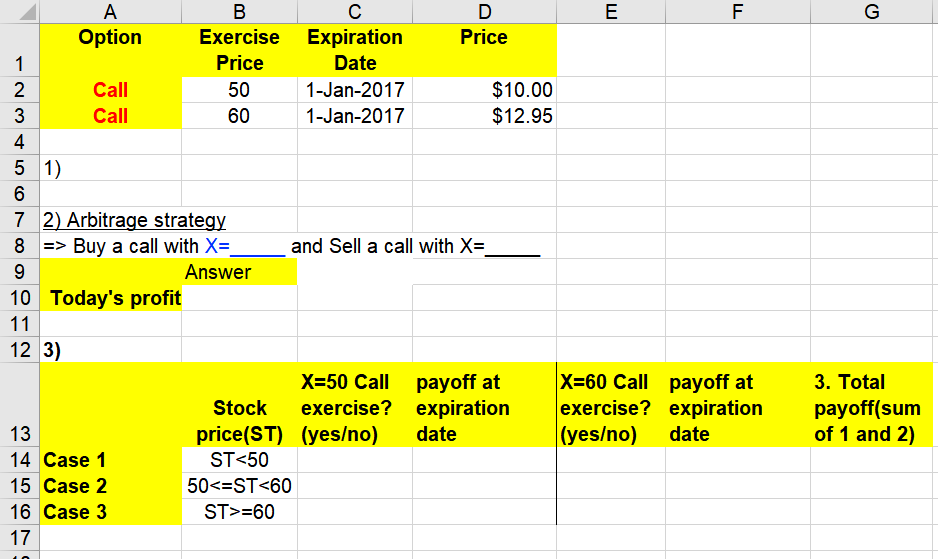 Solved Financial Modeling -EXCEL The following call options | Chegg.com