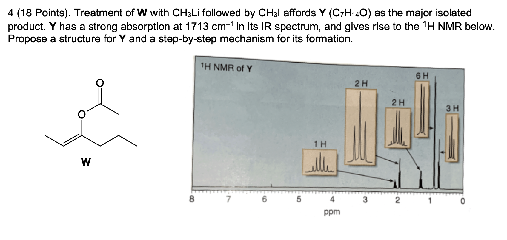 Solved 4 (18 Points). Treatment of W with CH3Li followed by | Chegg.com