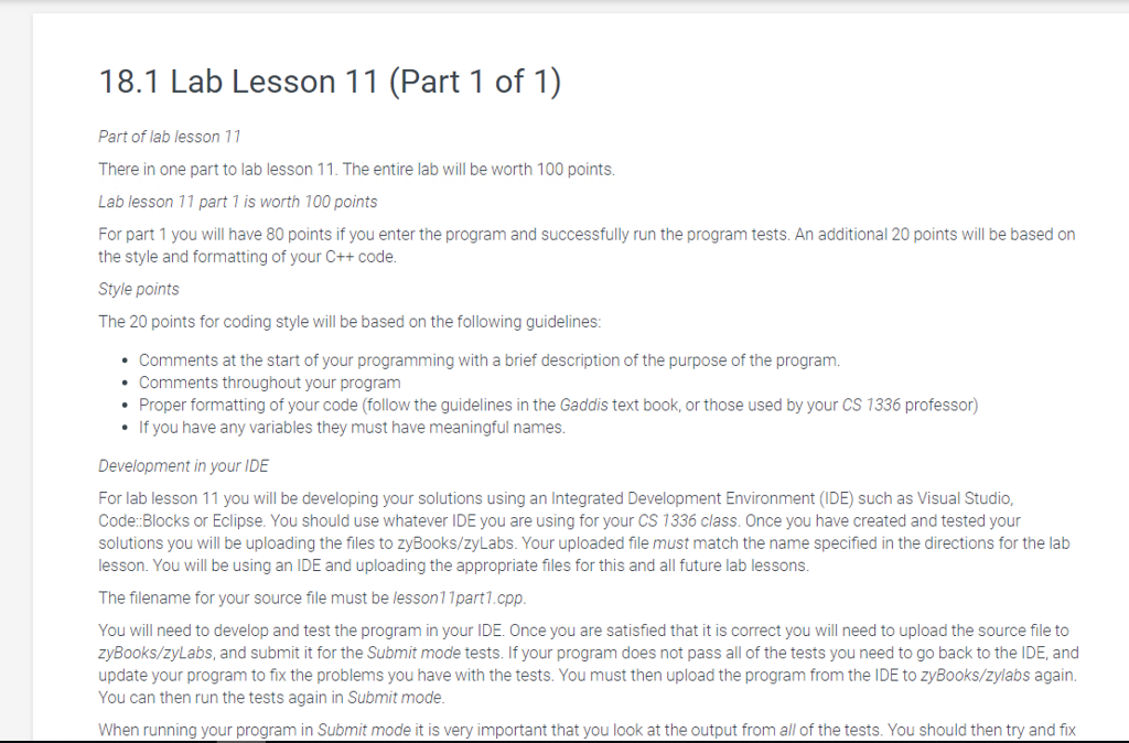 Solved 18.1 Lab Lesson 11 (Part 1 of 1) Part of lab lesson | Chegg.com