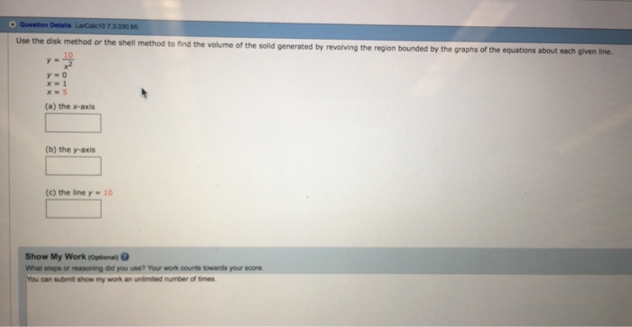 Solved Use the disk method or the shell method to find the | Chegg.com