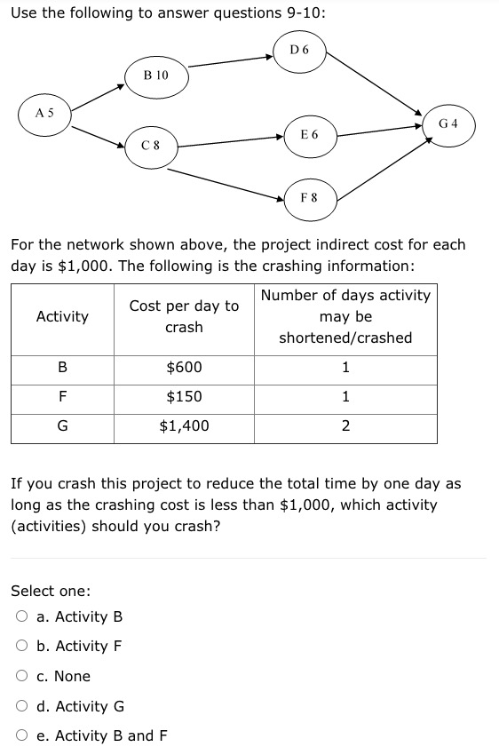 Solved Use the following to answer questions 910 D6 B 10