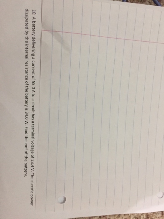 Solved A battery delivering a current of 55.0 A to a circuit