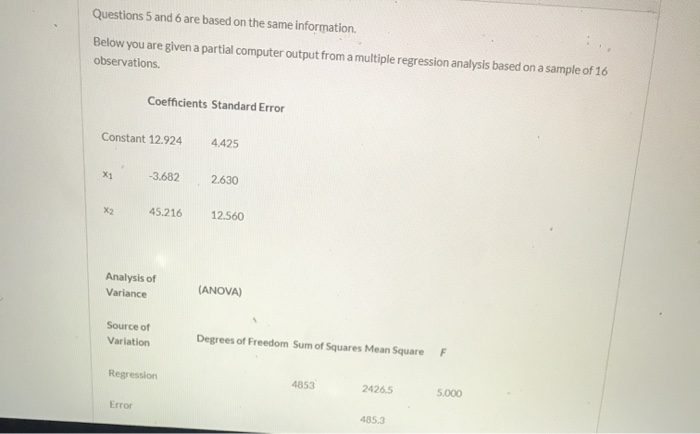 Solved Questions 5 and 6 are based on the same information. | Chegg.com