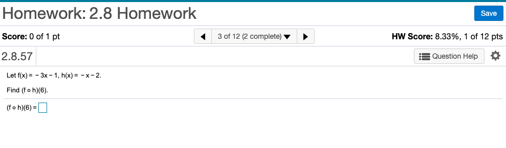 Solved Homework: 2.8 Homework Save Score: 0 of 1 pt 3 of 12 | Chegg.com