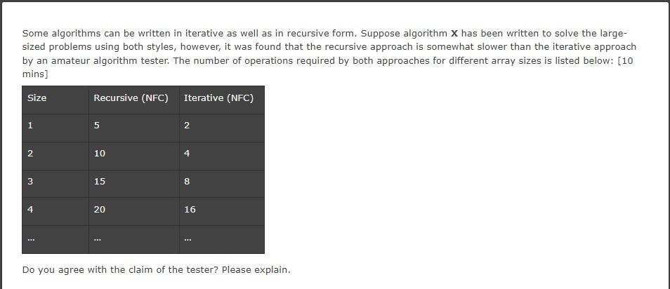 Solved Some algorithms can be written in iterative as well | Chegg.com