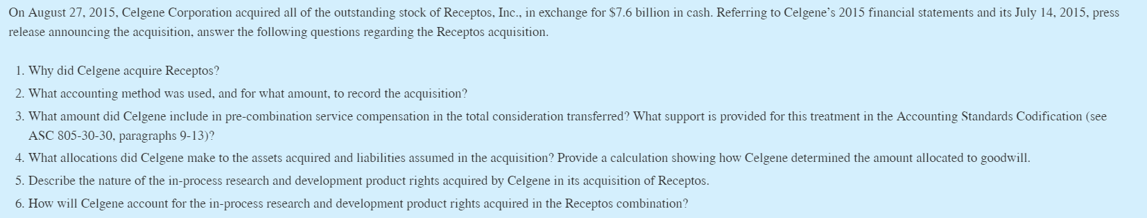 Using the questions presented in the Celgene Case, | Chegg.com