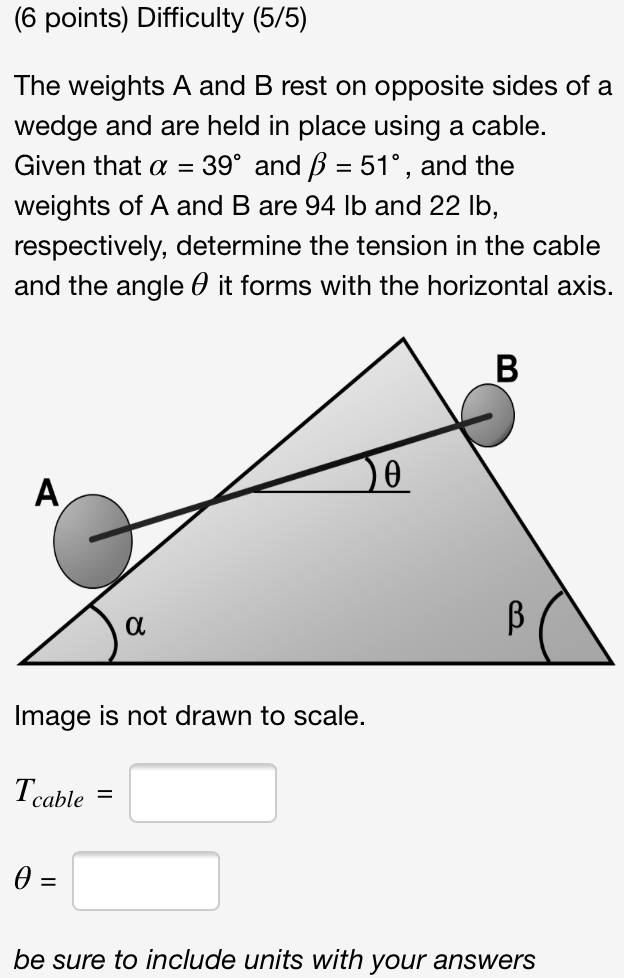 Solved (6 points) Difficulty (5/5) The weights A and B rest | Chegg.com