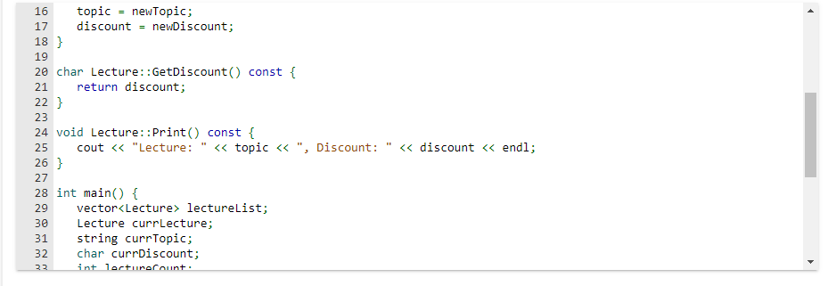 Solved The program first reads integer lectureCount from | Chegg.com