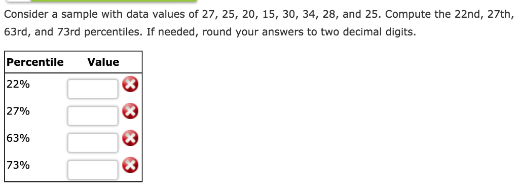 Solved Consider a sample with data values of 27, 25, 20, 15, | Chegg.com