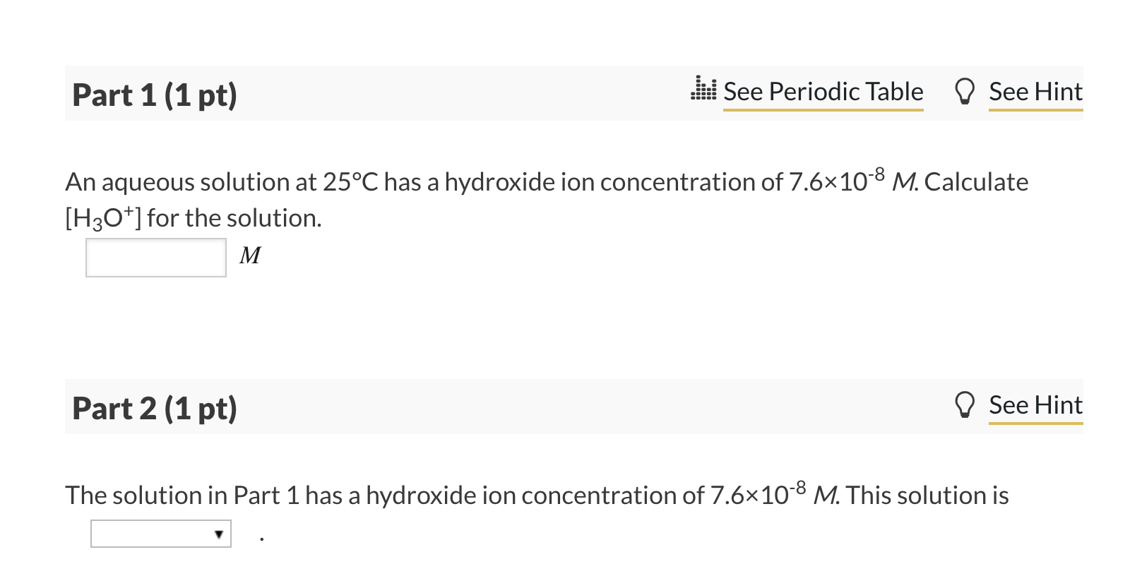 Solved The Solution In Part 1 Has A Hydroxide | Chegg.com