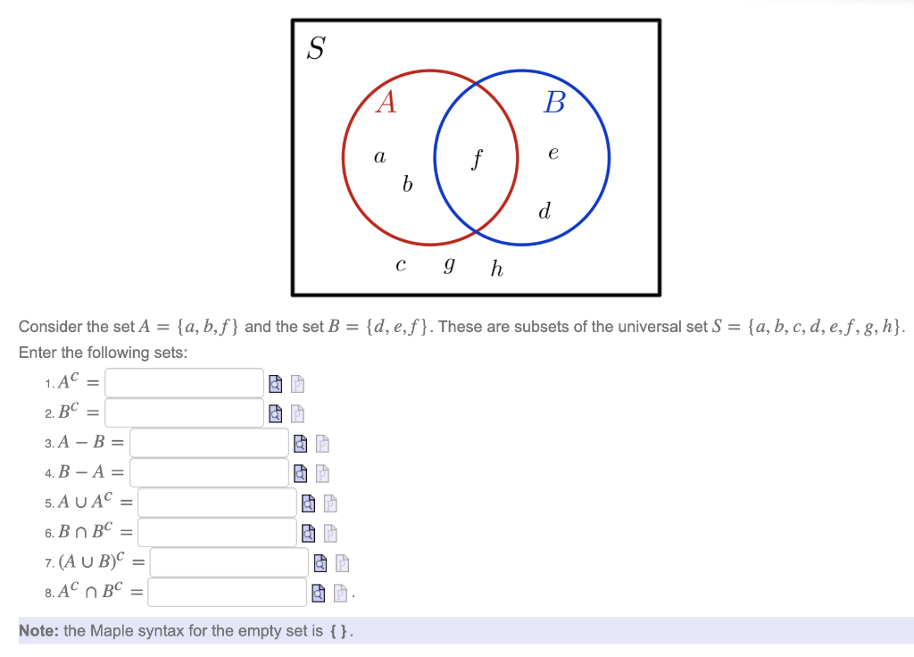 Solved S 209 с 9 H Consider The Set A = {a,b,f} And The Set | Chegg.com