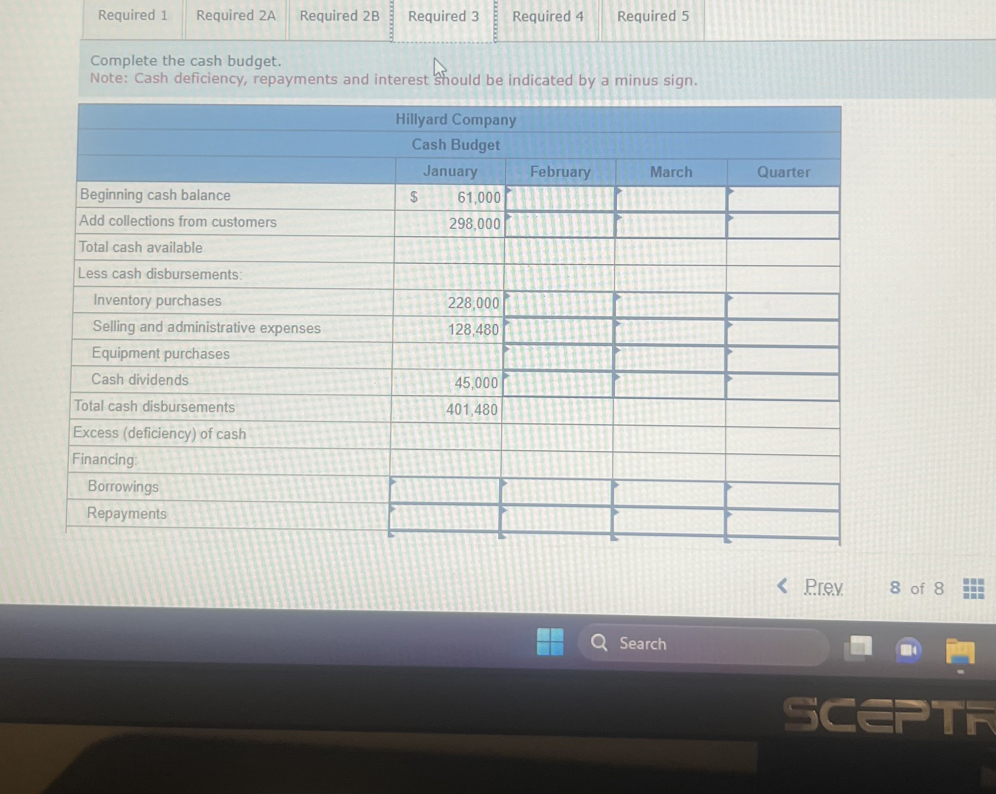 Solved Problem 8-31 (Algo) Completing A Master Budget | Chegg.com