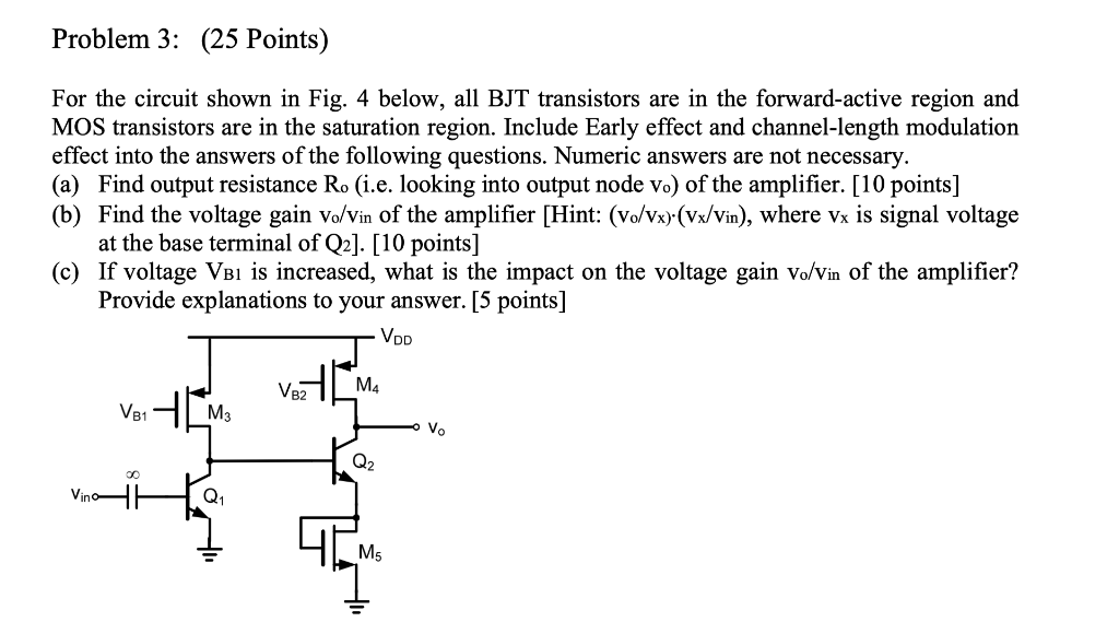 Solved Problem 3: (25 Points) For the circuit shown in Fig. | Chegg.com