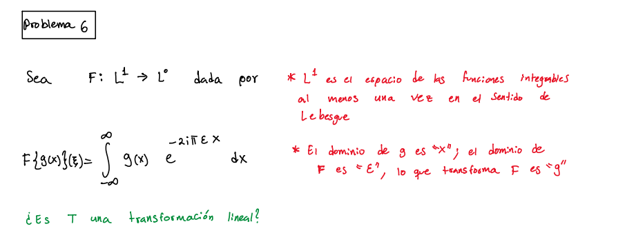 Sea \( F: L^{1} \rightarrow L^{0} \) dada por \( * L^{1} \) es el espacio de las funciones integrables al menos una vez en el