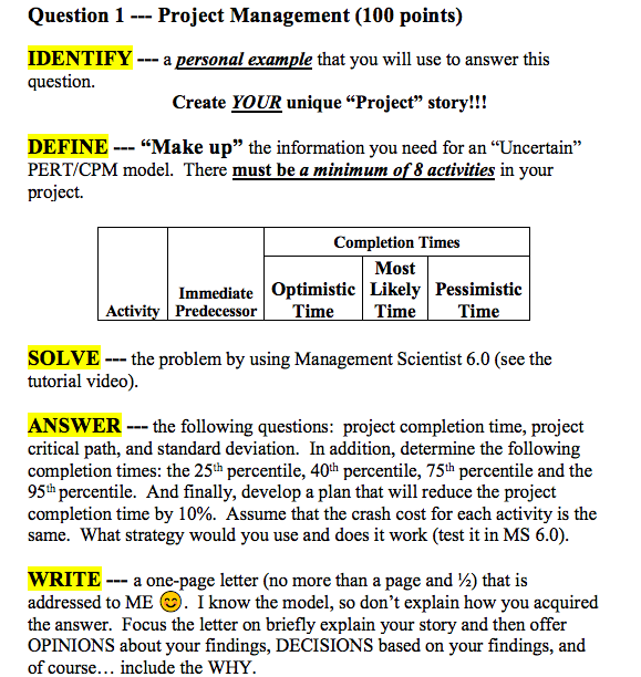 Project time management questions and answers