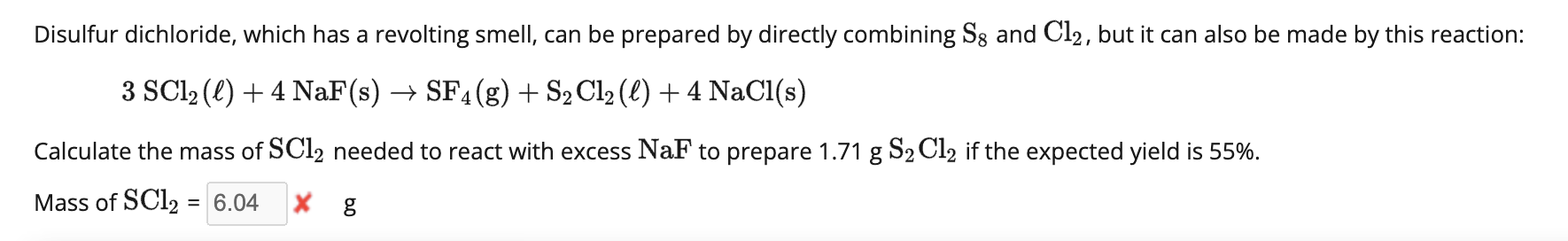 Solved Disulfur dichloride, which has a revolting smell, can | Chegg.com