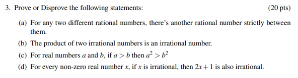 Solved 3. Prove Or Disprove The Following Statements: | Chegg.com