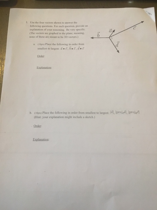 Solved 5. Use the four vectors shown to answer the following | Chegg.com