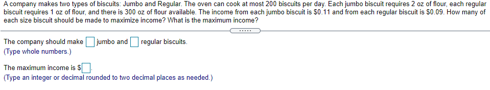 Solved A company makes two types of biscuits: Jumbo and | Chegg.com