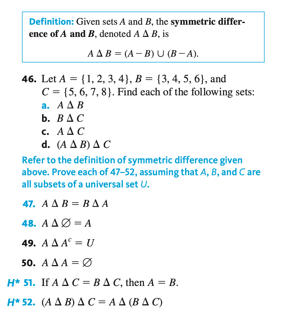 Definition: Given sets A and B, the symmetric | Chegg.com
