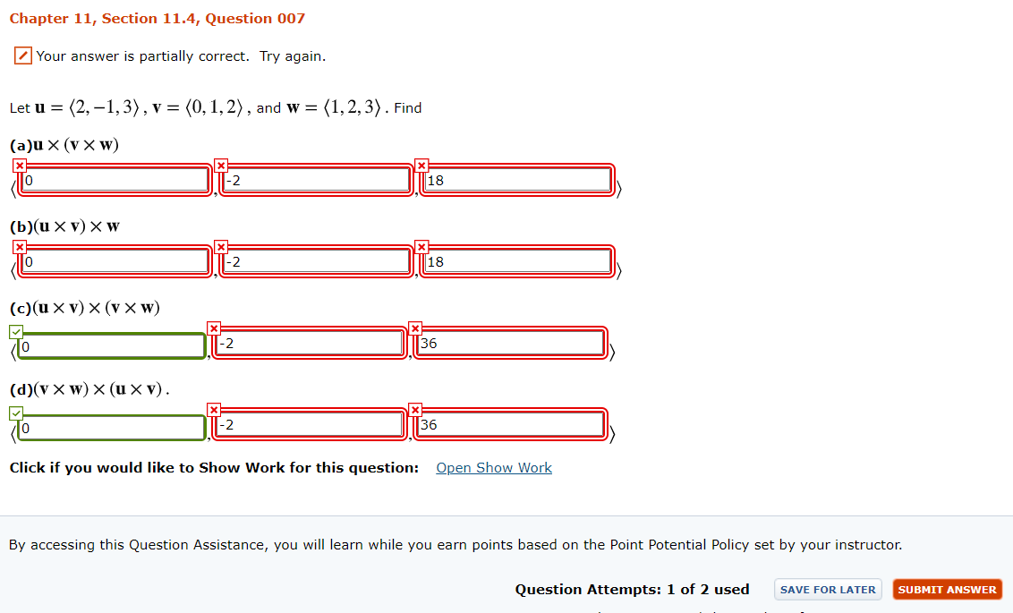 Solved Chapter 11, Section 11.4, Question 007 Your answer is | Chegg.com