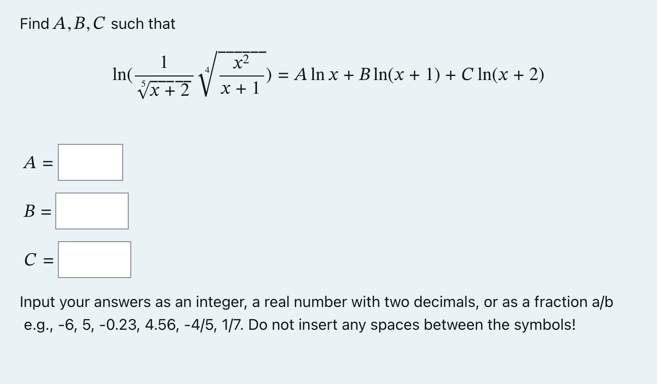 Solved Find A,B,C Such That | Chegg.com