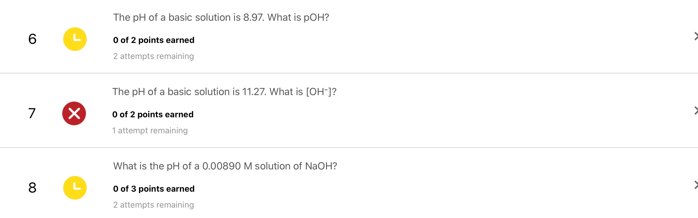 Solved The pH of a basic solution is 8.97. What is POH? O of | Chegg.com