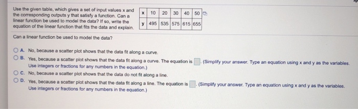 Solved Use the given table, which gives a set of input | Chegg.com