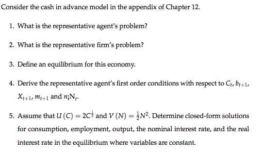 Solved Consider the cash in advance model in the appendix of | Chegg.com