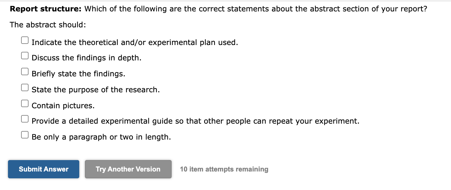 Solved Report Structure Which Of The Following Are The Chegg