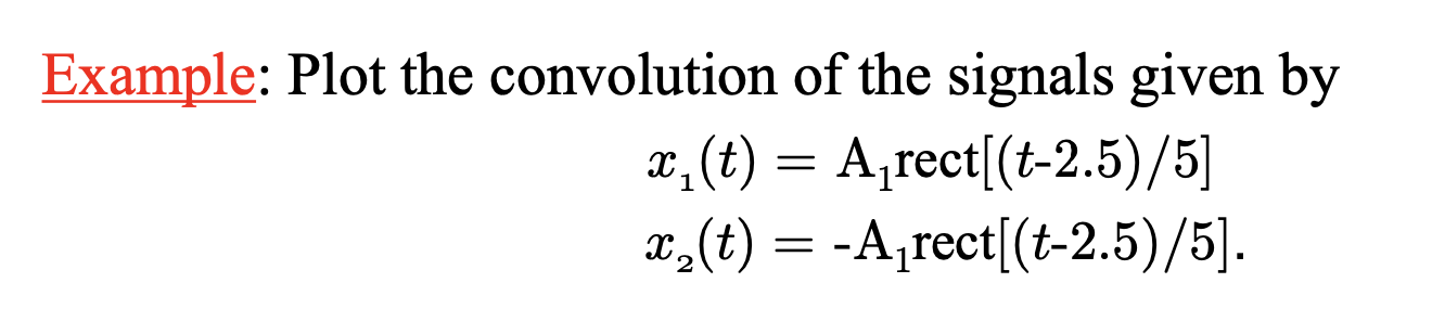 Solved Example: Plot the convolution of the signals given by | Chegg.com