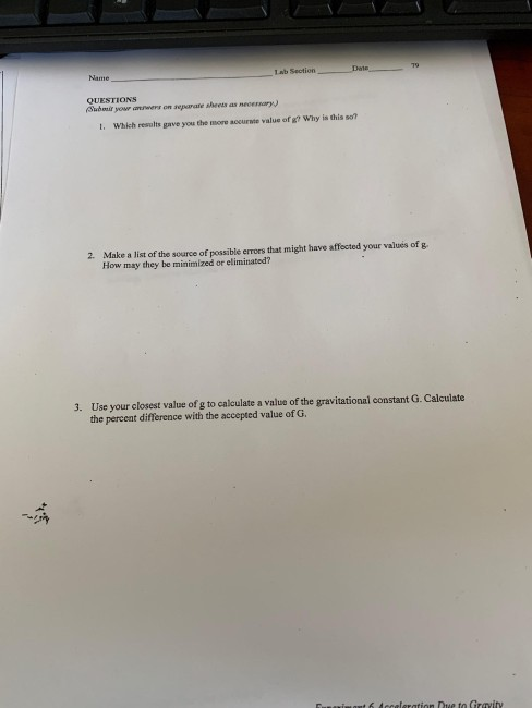 Solved Lab Section Date QUESTIONS Subur yoww er on separate | Chegg.com