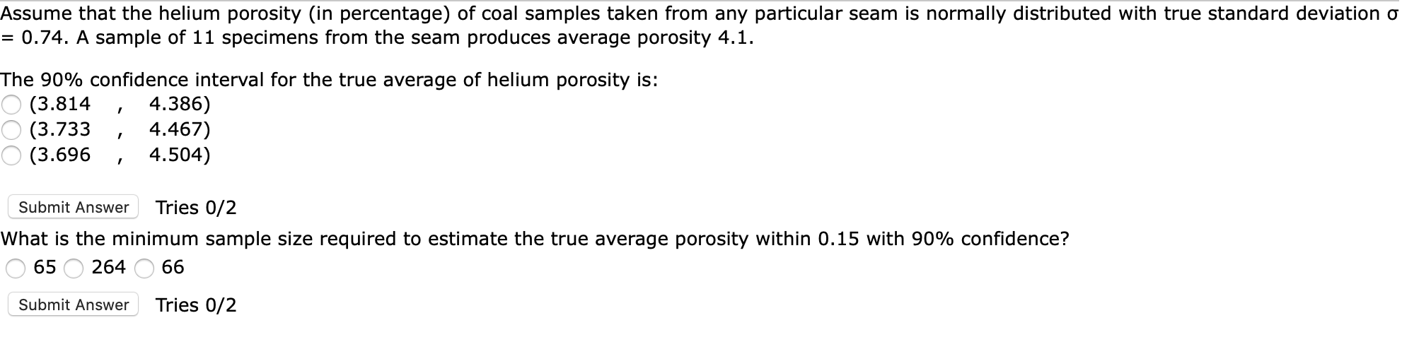 Solved Assume That The Helium Porosity (in Percentage) Of | Chegg.com