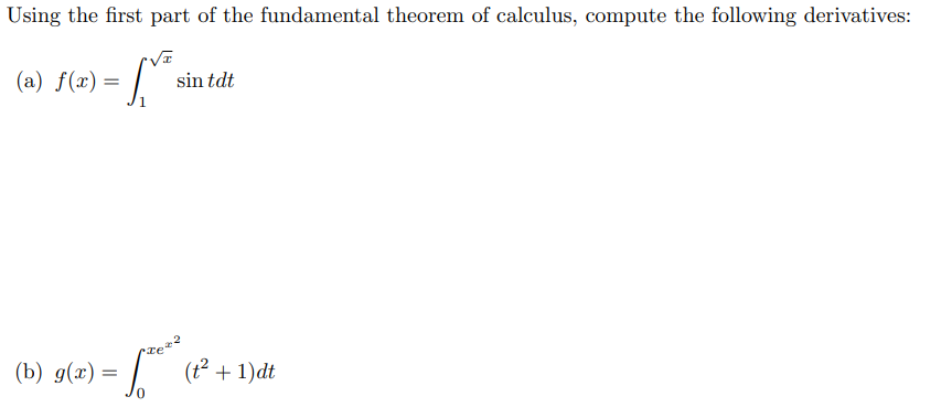 Solved Using the first part of the fundamental theorem of | Chegg.com