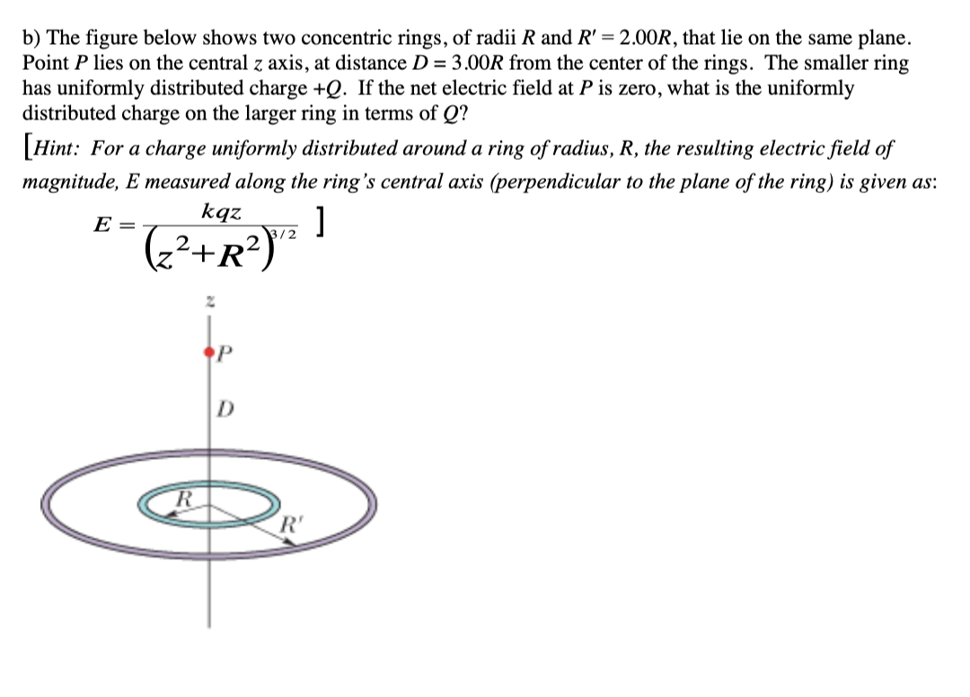 Solved B) The Figure Below Shows Two Concentric Rings, Of | Chegg.com