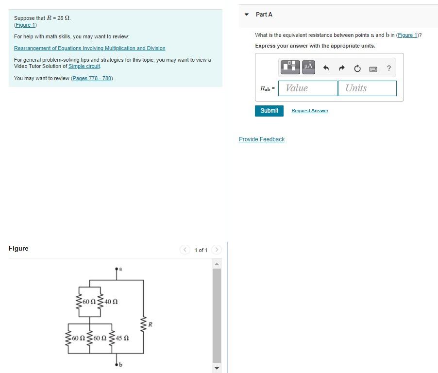 Solved Part A a Suppose that R = 28 2. (Figure 1) For help | Chegg.com