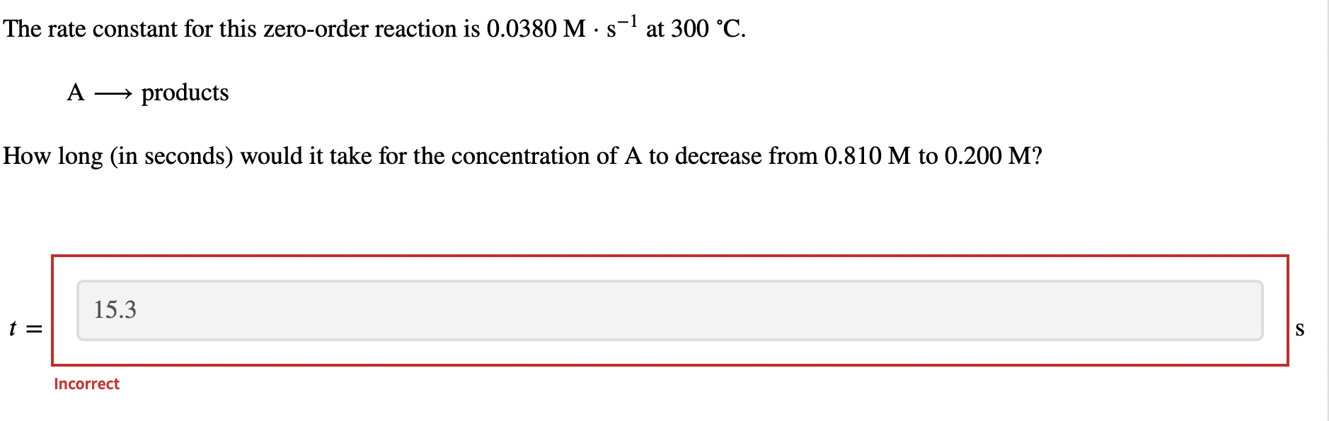 Solved The rate constant for this zeroorder reaction is