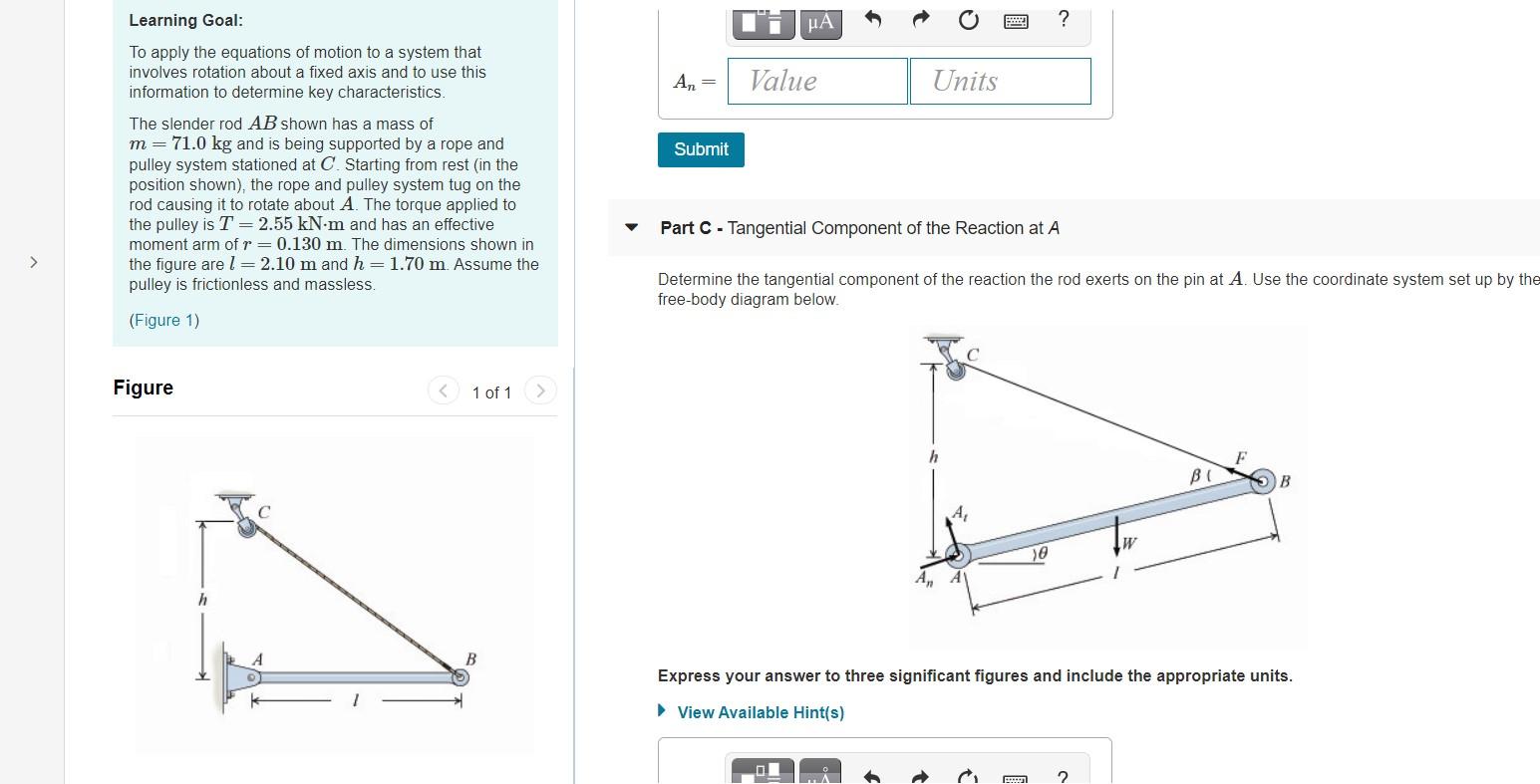 Solved Part A - Angular Acceleration of the Rod Learning | Chegg.com