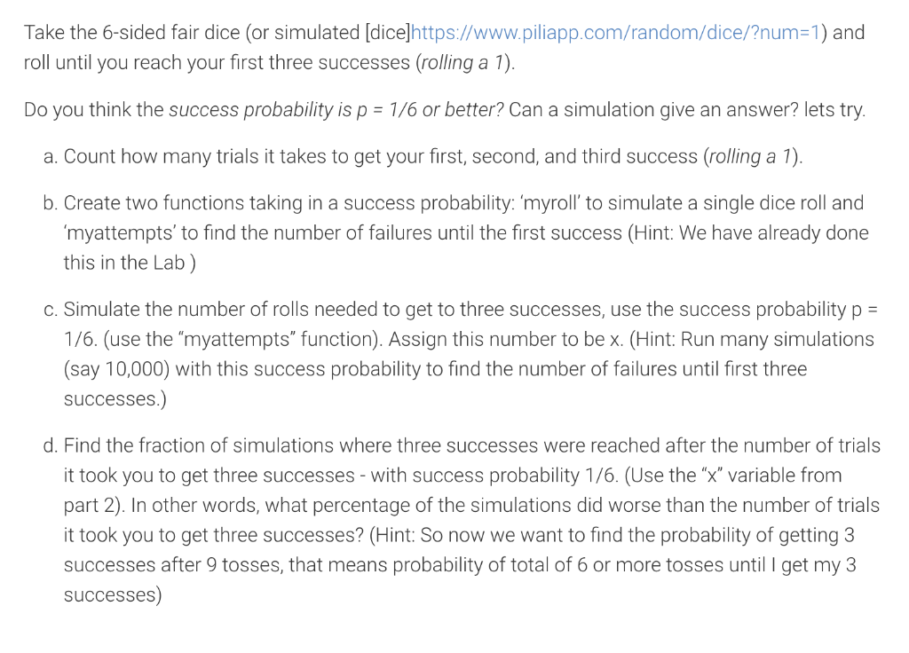 Take the 6-sided fair dice (or simulated [dice]https://www.piliapp.com/random/dice/?num=1) and roll until you reach your firs
